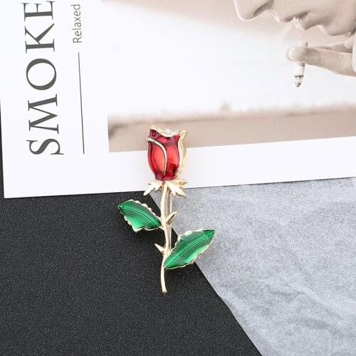 Europe and the United States new classic drop glaze exquisite temperament creative rose style fashion set diamond brooch to act