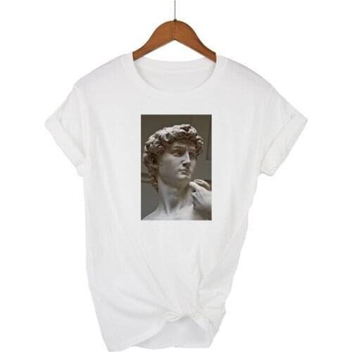 New funny Mosaic of the statue of David tshirts women funny t shirt white Tops casual short Camisetas Mujer_T-Shirt