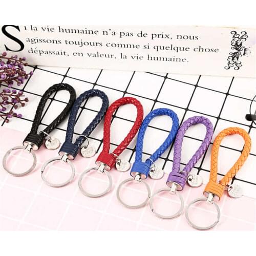 Creative Woven Leather Rope Zinc Alloy Key Chain For Men And Women Lovers Car Key Chain Gift