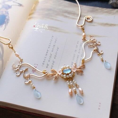 Acacia Fu Handmade Crane Necklace Neck Ring Chinese Clothing Retro style Accessories Classical Necklace