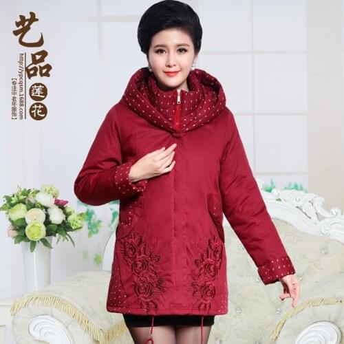 2016 Womens winter Cotton-padded clothes parkas plus size Middle-aged People