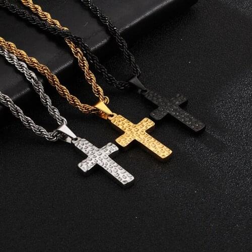 Jesus Christian Believer Pendant Trendy Titanium Steel Boys Cross Necklace Jewelry