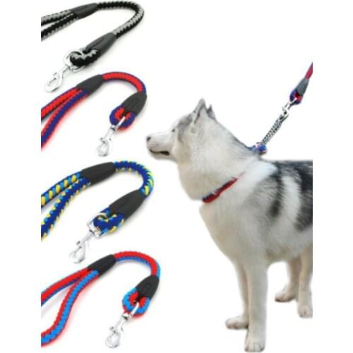 1.2M Length Large Dog Hand Knitted Leash Nylon Rope Iron Buckle Pet Traction Rope For Big Medium Dogs Pet Traction Rope