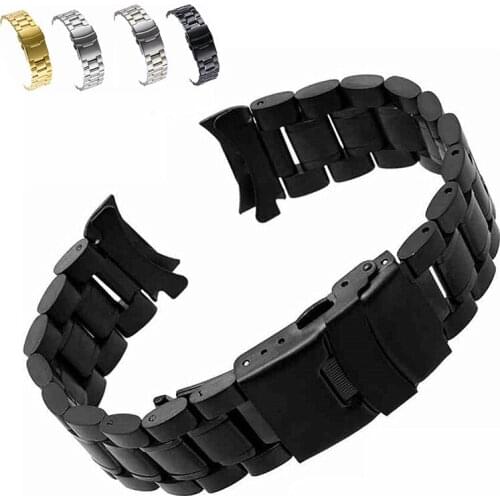 20 22mm Stainless Steel Watchband Curved End Strap Fold Buckle Clasp Wrist Belt Bracelet Silver For Seiko Watch Accessories