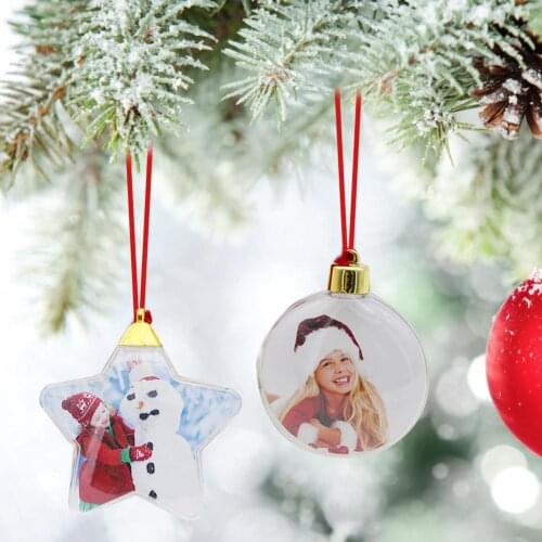 Christmas Transparent Photo Plastic Five-star Ball Christmas Decorations DIY Tree Hanging Decor For Home Best Kids Gift