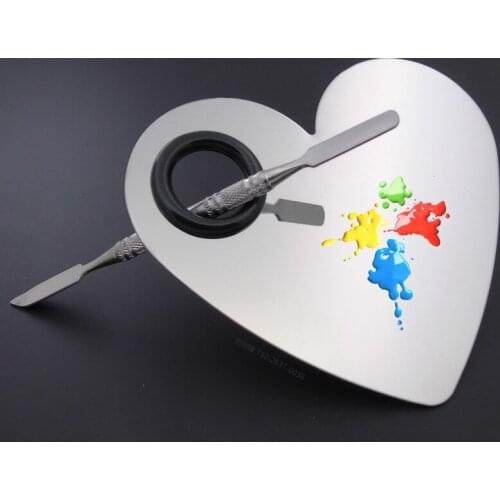 Heart Stainless Steel Palette Spatula Cosmetic Makeup Cream Foundation Eye Shadow Mixing Gel Polish Nail Art Tool Set Hands-free
