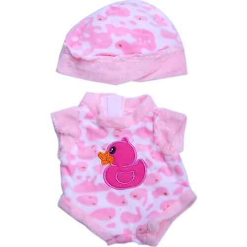 Cute Duck pattern pajamas + hat for 14 Inch Doll 14.5 Inch wellie wisher American Doll Clothes