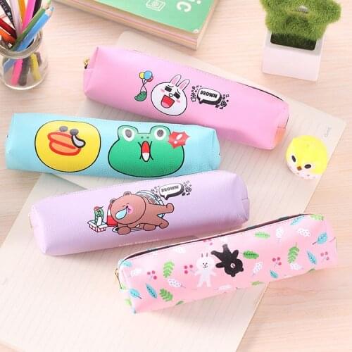 Novelty Lovely Funny Animals Cartoon PU Leather Pencil Bag Girls Stationery Storage Organizer Case School Supply Student Prize
