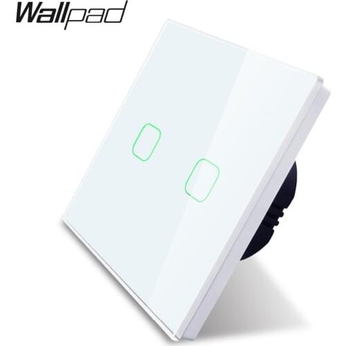 Wallpad K3 Capacitive 2 Gang 2 Way Intermediate Touch On Off 4 Colors Glass Panel Wall Electrical Light Switch for UK EU