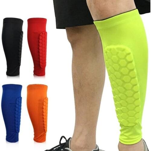 1PCS Football Shin Guards Protector Soccer Honeycomb Leg Calf Sleeve Compression Cycling Running Gym Sport Warmers