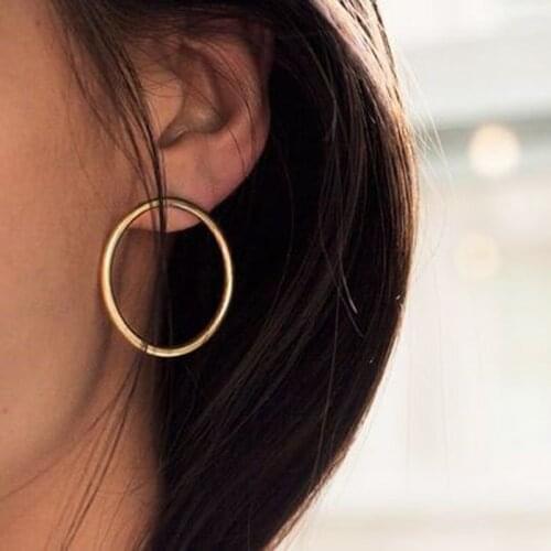 Abayabay Korean Girls Hoop Earring Women Ear Stud Earrings Light Yellow Gold Color Cute Lovers Classic Jewelry Boucles D Oreille
