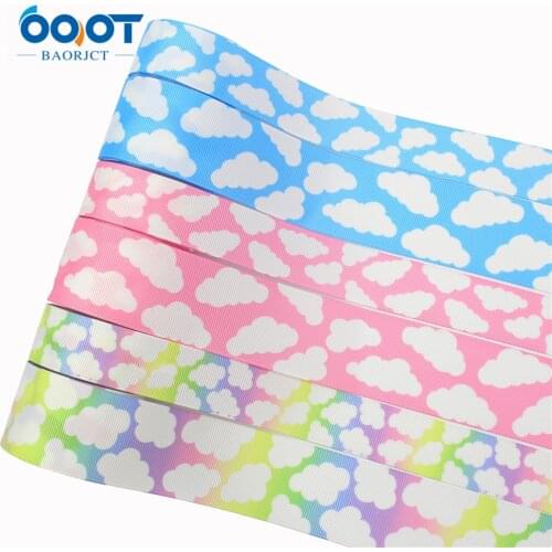 1" 10yards cloud Thermal transfer Printed grosgrain Ribbons,DIY Hair Bow Wedding Festival Home Party Decorations L-20522-391