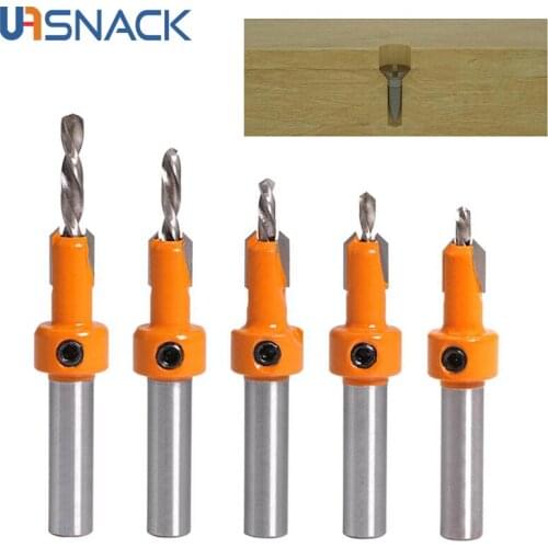 1pcs 8/10mm Shank HSS Woodworking Countersink Router Bit Quick Change for Wood Milling Cutter Metal Alloy Drill Bit + Wrench Set