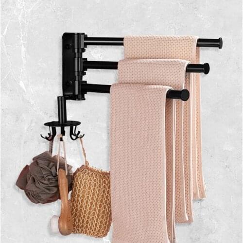 1Pc Rotating Wall-mounted Towel Rack Kitchen Bathroom Roll Paper Holder Hanging Storage Shelf