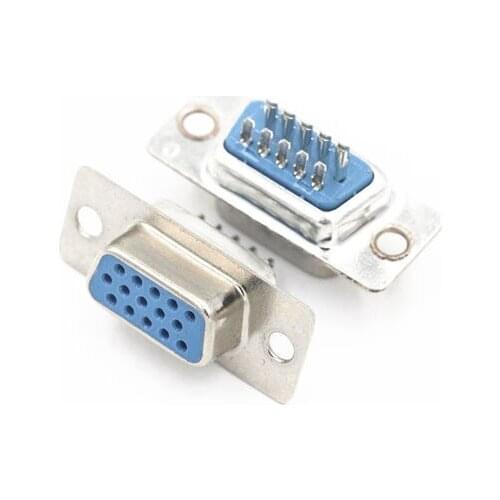 100Pcs D-SUB Connector 15 Position Receptacle Female Solder Wire Type Adapter Tin VGA Connector Serial ports Solder Cup 3 Row
