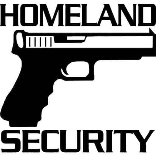 12.7CM*12.3CM Homeland Security Gun Pistol Home Protectio Vinyl Car Sticker Car Styling Accessories Black Sliver C8-0965