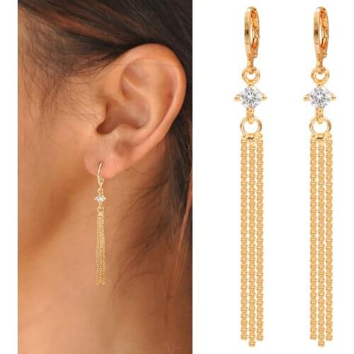2Pcs /1 Pair New Fashion Sweet Long Chain Earrings for Women Trendy Female Earrings Fashion Wedding Party Jewelry Gift