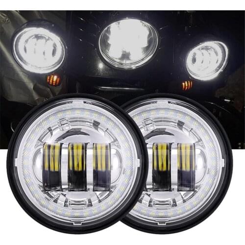 Black/Silver 2 PCS 4.5 Inch LED Fog Light With Hole Ring DRL For Harley Touring Electra Glide Street Glide Motorbike Fog Lamp