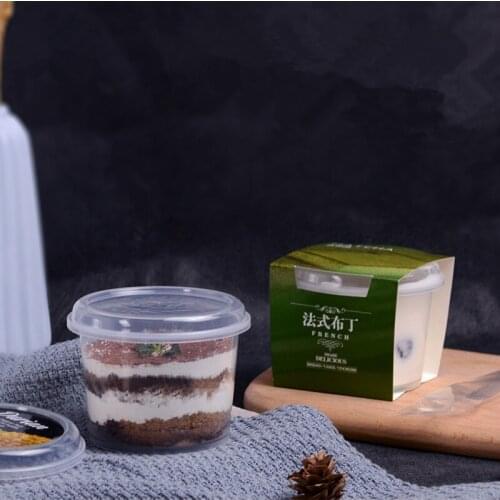 20pcs China net red ice cream cup disposable thicken plastic dessert cake cup yogurt pudding transparent packaging cup with lid