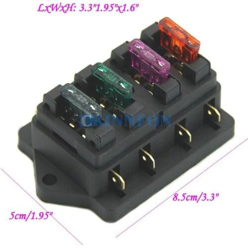 200Pcs/Lot Car Accessory Waterproof Vehicle Truck Boat 4 Way Blade Fuse Box Holder +4X Fuse