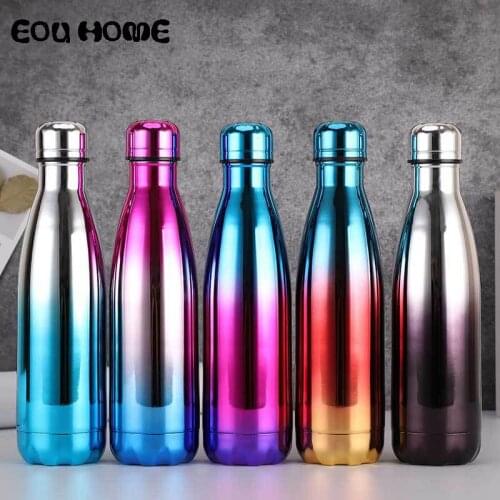 500ML Creative Bowling Vacuum Flasks Thermoses Outdoor Travel Double Stainless Steel Electroplating Gradual Change Water Bottle
