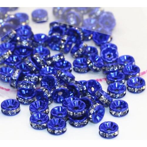 6 8 10 12mm rondelle abacus beads rhinestone crystal spacer accessories 30pcs blue pink red purple jewelry making findings B2813