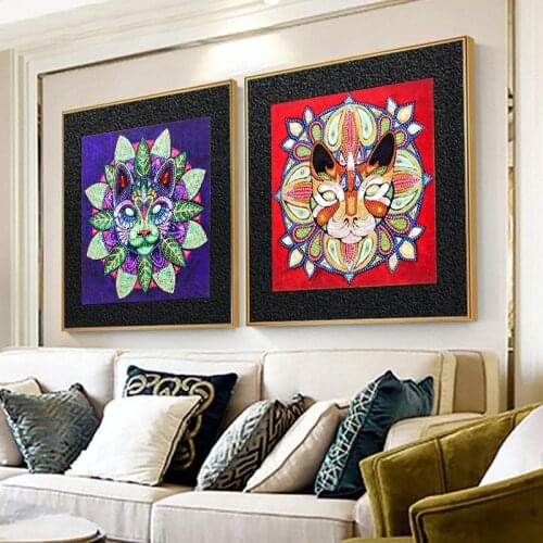5D DIY Special Shaped Diamond Painting Tiger DIY Partial Drill Diamond Embroidery Cross Stitch Kits Crystal Rhinestone Diamond