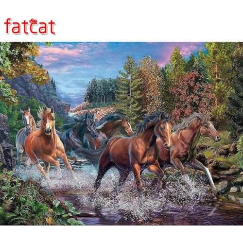 FATCAT Diamond Embroidery Forest Horse Animals Diy Diamond Painting Full Square Round Resin Picture Home decoration Gift AE746