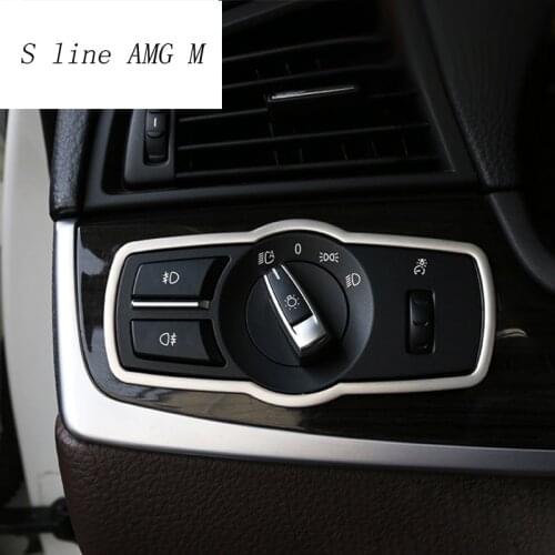 Car styling For BMW F01 F02 Headlight Switch Buttons Decorative Frame Cover Interior Sticker 7 series 2009-2015 auto Accessories