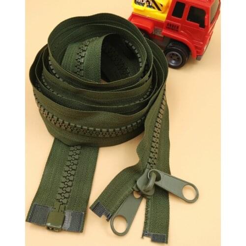 Free shipping 10# Extra Big Size 220cm 250cm 350cm Olive Double Puller Resin Zipper For Outdoor Tents Sofa Sleep Bag Accessories