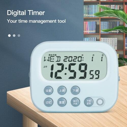 Mini Digital Kitchen Timer Cooking Countdown Alarm LCD Screen Positive Countdown Timing Memory Preset Time 999 Days Countdown