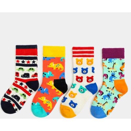 Kid Socks 4 pair High Quality Cartoon Floral Pattern Comfort 100% Cotton Newborn Socks Kids Boy New Born Baby Girl Socks