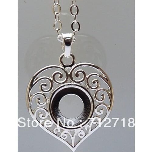 Filigree Heart Pendant for DIY SNap Button Charm Necklace,interchangeable necklace for women gifts jewerly set with box