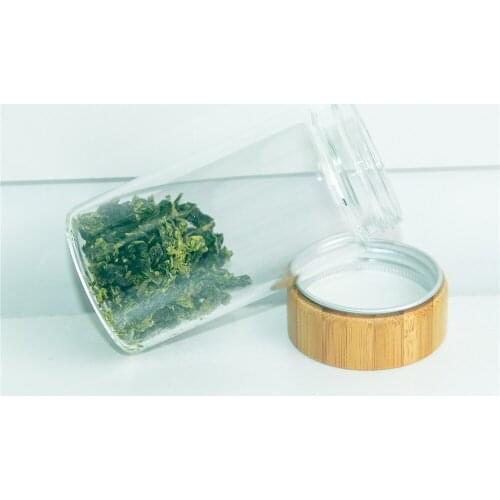 6Pcs 100ml Hyaline Glass Bottles with Bamboo Wood Aluminum Lid Ornament Artwork Food Pot Reusable Empty Container