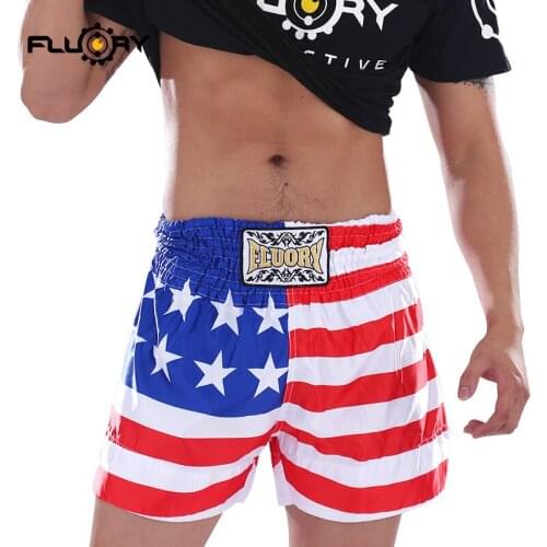 Fluory mtsf02 printing star muay thai shorts pink and white stripe boxing shorts