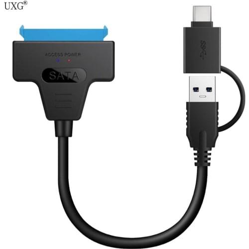 Type C & USB 3.0 Male to SATA 22 Pin 2.5" Hard disk driver SSD Adapter Cable for Macbook & Laptop