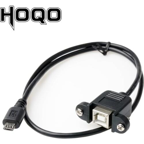Micro USB 2.0 Male to USB 2.0 B Type Female Connector Cable 30cm 50cm With Panel Mount Hole Type B Female to Micro-B Male Cord
