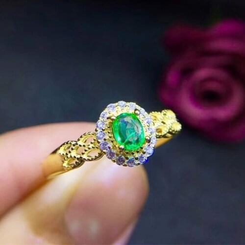 Natural real emerald ring Per jewelry 4*5mm 0.5ct gemstone 925 sterling silver Fine handmade jewelry J210707