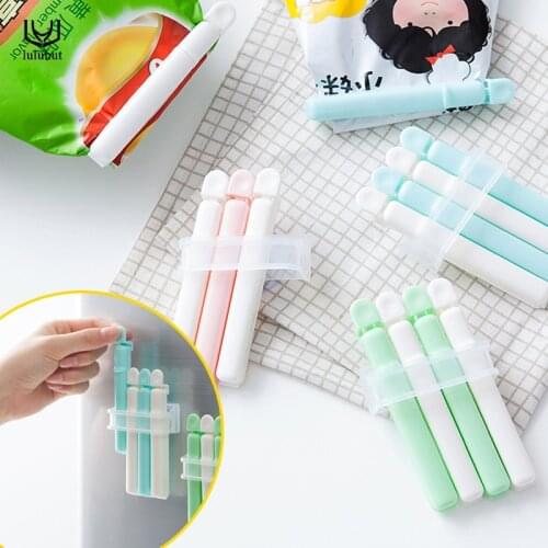Luluhut 4pcs/lot bag clips household food storage bag sealer kitchen food fresh keeping food clip sealing clips with suction cup