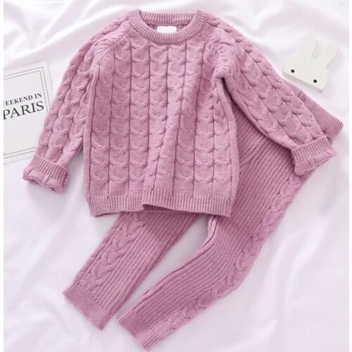 Melario Girls Boys Suit Fall Baby Boys Girls Clothing Sets Winter Knitting Pullover Sweater Pants Infant Boys Knit Tracksuits