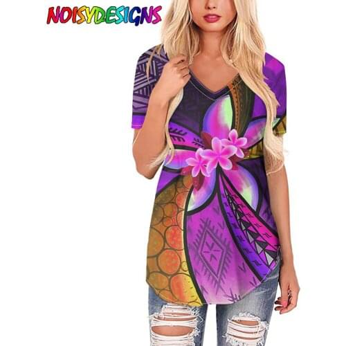 NOISYDESIGNS Hawaiian Plumeria Print T Shirt Women T-shirt Harajuku Tshirts Streetwear Fashion Women Shirts Camisas Mujer