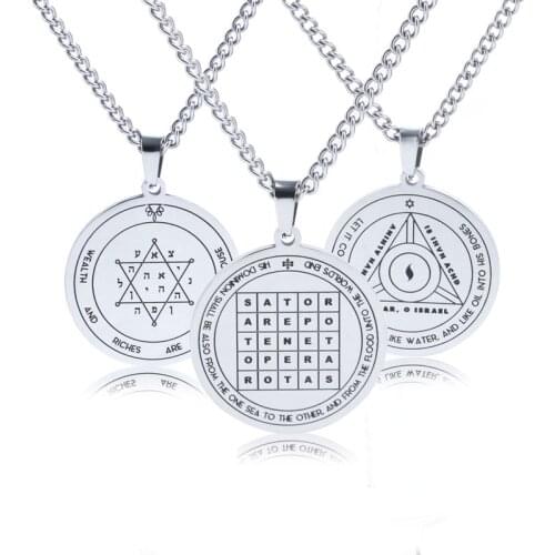 2021 New Trendy Amulet Pendant Neckalce Men Stainless Steel Jewelry Mars Saturn Jupiter Magic Array Good Luck Necklace For Women