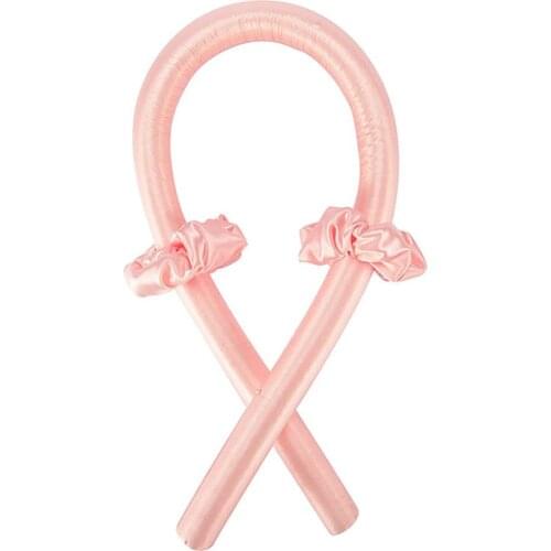 Heatless Curling Wand Headband Lazy Curling Iron Curling Tape Silk Curling Tape Heatless Hair Curling Tape For Curly Hair Pink