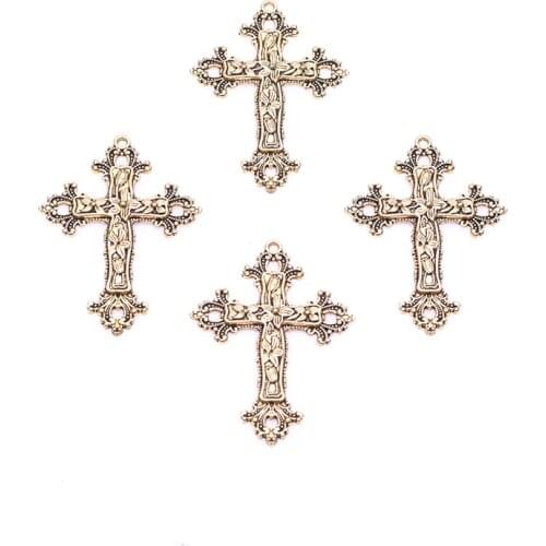 15Pcs/Lot Mixed Vintage Gold Zinc Alloy Jesus Cross Pendant Religious Faith Charm Frame Jewelry Handmaking Accessoreis