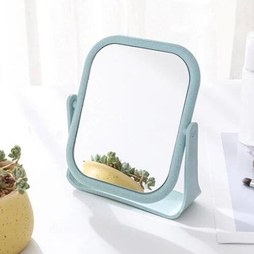 Portable Makeup Mirror Ladies Makeup Desktop Rotating Mirror Round Rectangle Shape Cosmetic Mirror Rotatable On both Sides