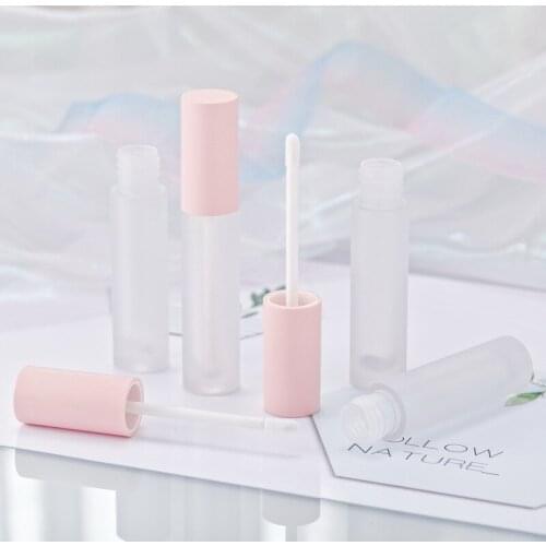 10/20/30/50/100pcs 5ml Empty Cosmetic Packing Containers Makeup Frosted lip glaze Tubes lip Cream Refillable Bottle Pink Cap