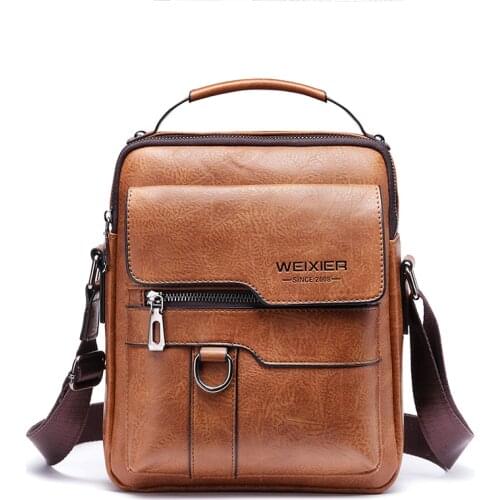 New Arrival Fashion Vintage Business PU Leather Men Messenger Bags Promotional Small Crossbody Shoulder Bag Casual Man Bag