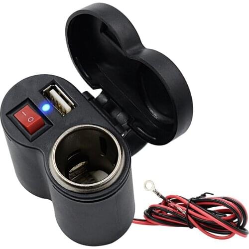 Waterproof USB Motorcycle Handlebar Charger With Lighter Adapter Power Supply Socket for Phone Mobile