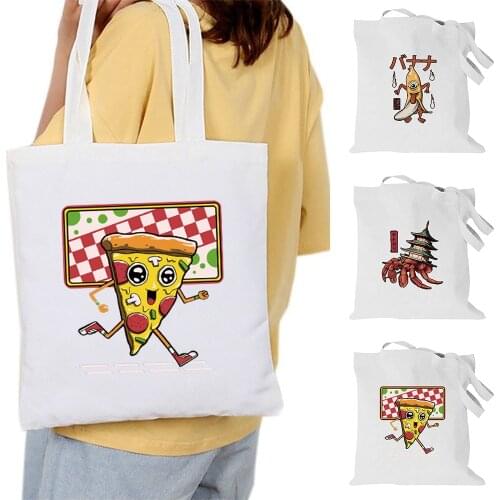 Women Canvas Shoulder Bag Cute Monster Shopping Bags Cotton Cloth Fabric Grocery Reusable Handbags Tote Book Bag for Girls