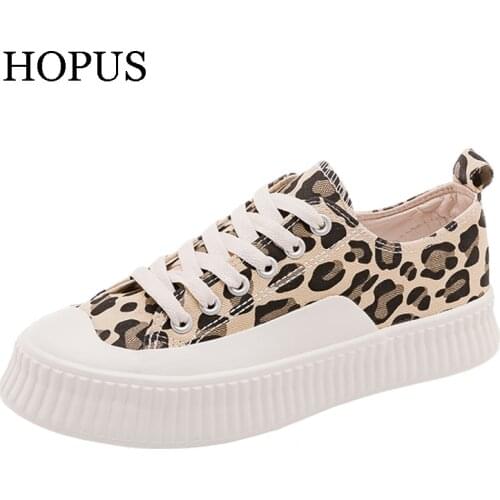 Fashion Canvas Casual Sport Shoes Woman New Sport Women Casual Shoes Black Leopard Canvas Women Platform Casual Shoes Sneakers
